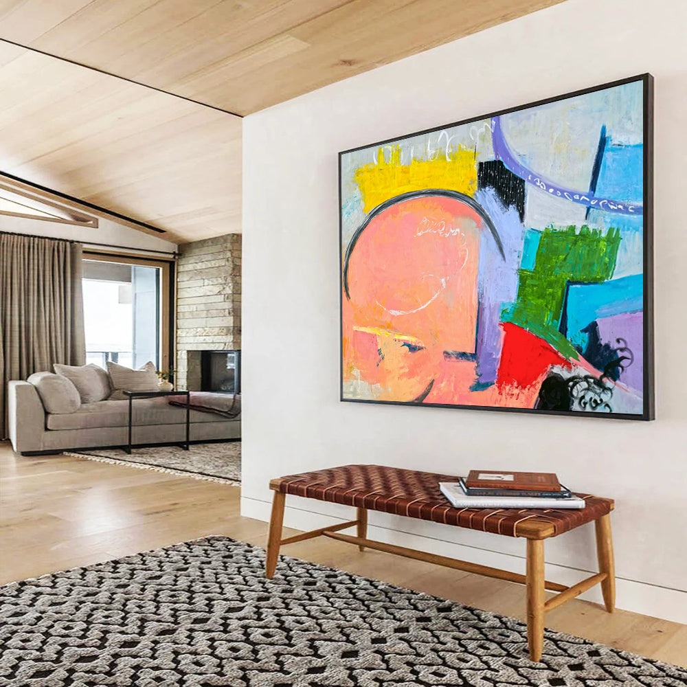 “Pastel and Bold Color Mix in Abstract Forms” Abstract Expressionist Painting On Canvas PT1810