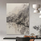 Gray, Black with Textured Landscape "Mountain Echo" Impasto Painting On Canvas PS1200