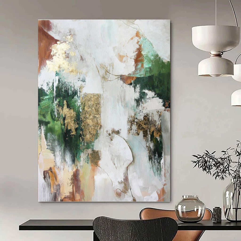 “Multi - Color, Gold and White Abstract” - Eclectic Energetic Painting on Canvas PT1011