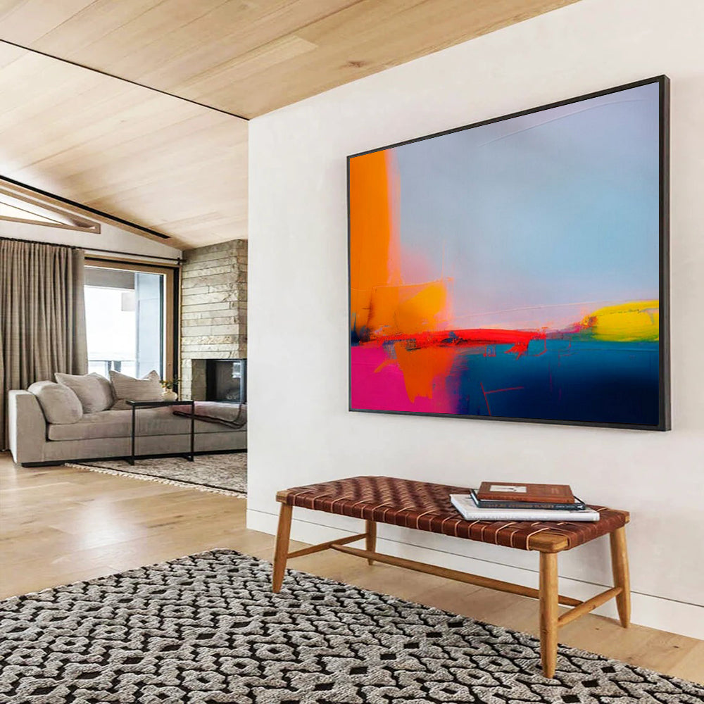 “Vivid Color Blocks & Subtle Blends” - Abstract Modernist - Inspired Painting On Canvas PT1684