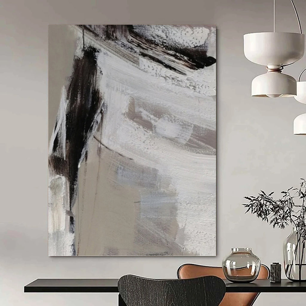 “Grey - White Textured Abstract” - Minimalist Abstract Painting On Canvas PT1304