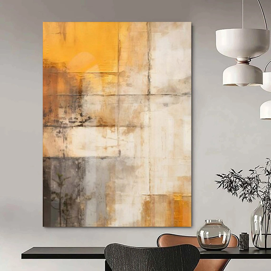 Light Blues, Beiges, and Browns with Subtle Lines "Airy Minimalism" Abstract Geometric Painting On Canvas PS1056