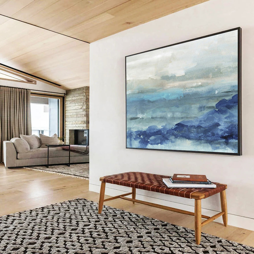 “Blue - Gray Horizons” - Minimalist Landscape Painting On Canvas DKS414