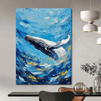 “Impasto Blue Whale Energy” - Expressive Marine Painting On Canvas PT1881
