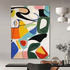 “Colorful Abstract Shapes” - Modernist Abstract Painting On Canvas PT1186