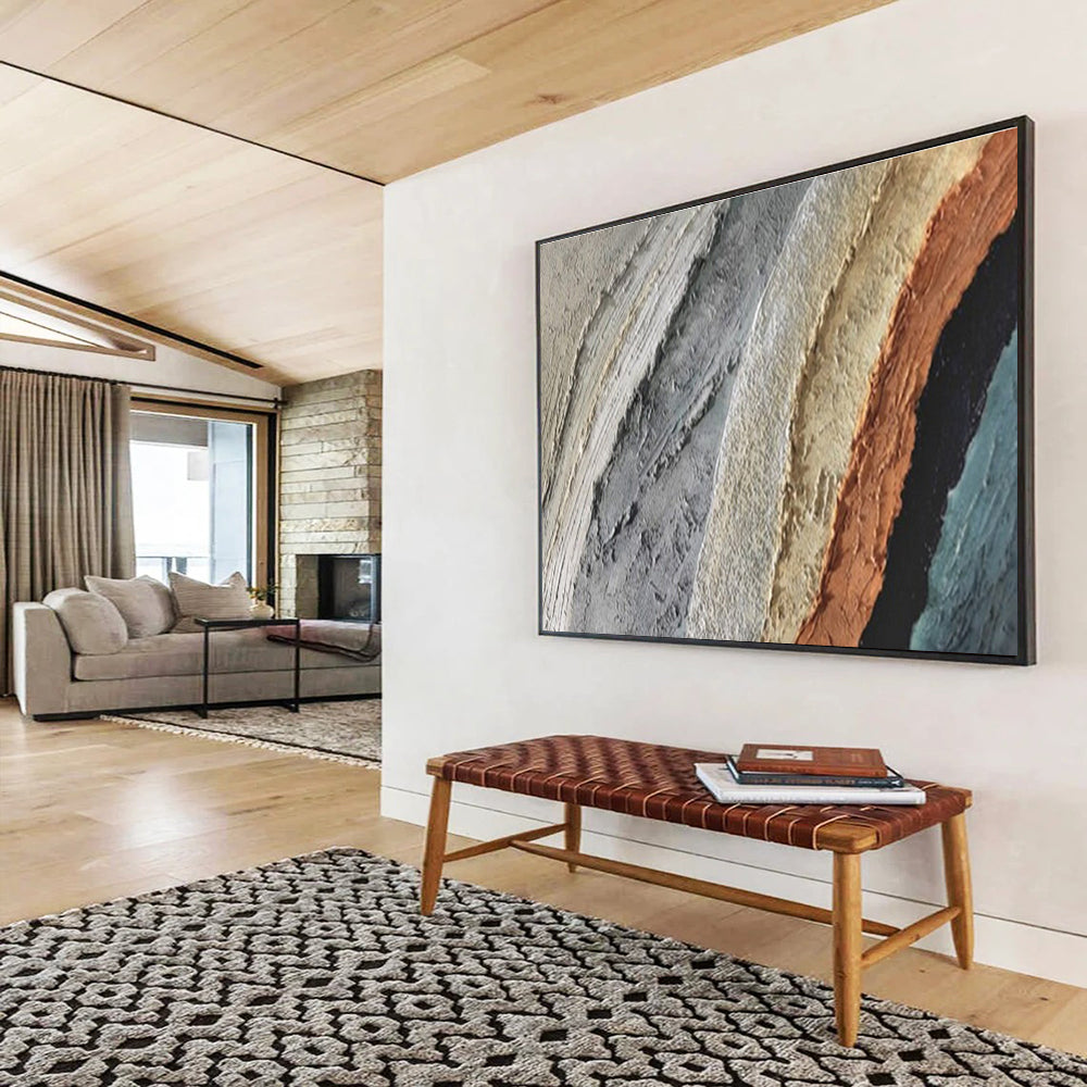 “Colorful Textured Stripes Abstract” - Striped Abstract Painting, Great for Living Room & Creative Office DKS619