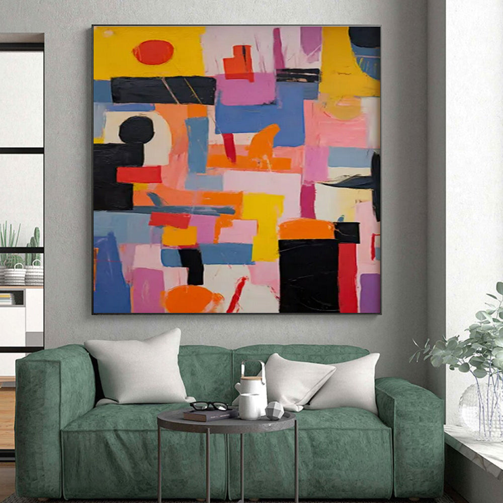 Colorful Geometric, "Urban Geometry" – Abstract Geometric Painting On Canvas PS0880