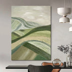 “Green Rolling Hills” - Impasto Landscape Painting On Canvas PT1988