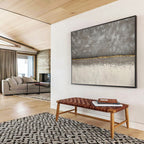 Minimalist Grey with Gold Accent Abstract Painting On Canvas DKS172