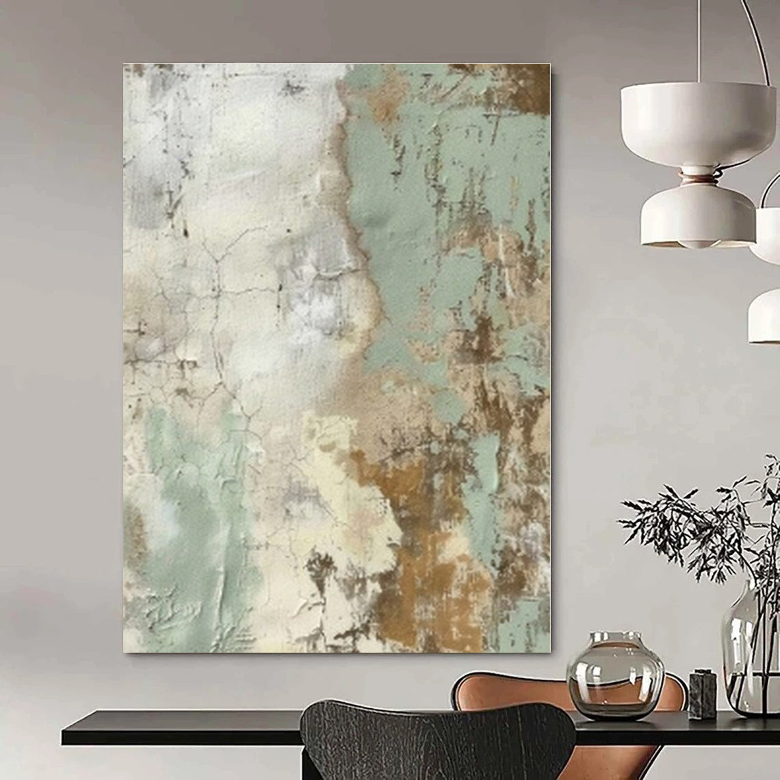 Earthy Tones with Crackled Textures "Crackled Memories" Abstract Painting On Canvas PS1268