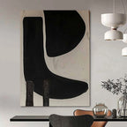 Black and White Organic Shapes "Shadow Play" Minimalist Painting On Canvas PS1073