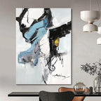 Blue - Gray - Black Abstract Fusion, Reminiscent of Robert Motherwell's Style, Painting On Canvas PT2086