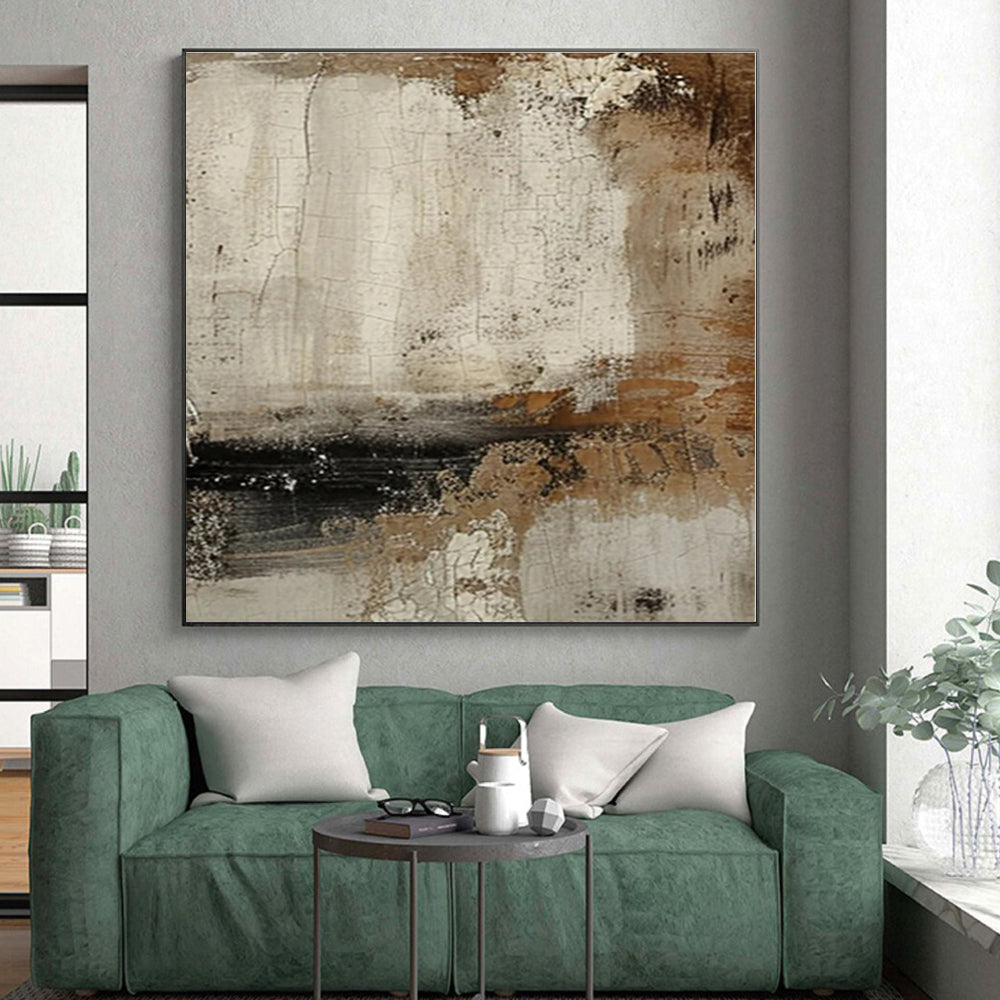 “Beige - Brown Textured Abstraction” - Beige, Brown Abstract Textured Painting On Canvas PS0551