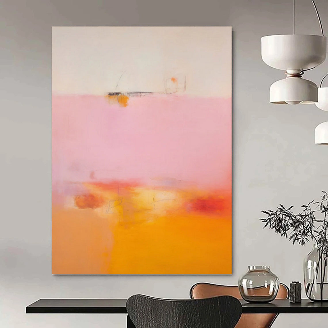 “Pink and Orange Abstract” - Soft Gradient Painting On Canvas PT0992