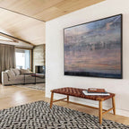 “Muted Abstract Sunset with Drips” - Evocative Abstract Painting On Canvas PT150