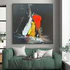 Black, Red, Yellow, White Bold Strokes “Night Fiesta” - Painting On Canvas PS0812