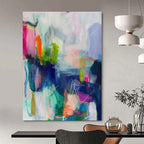 Vivid Colors with Dynamic Brushstrokes "Color Carnival" Abstract Painting On Canvas PS1174