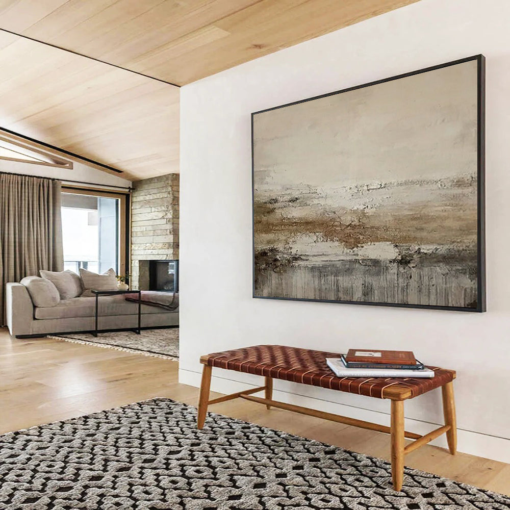 “Neutral Textured Landscape” - Subtle Tones “Serene Horizon” Painting On Canvas PT1628