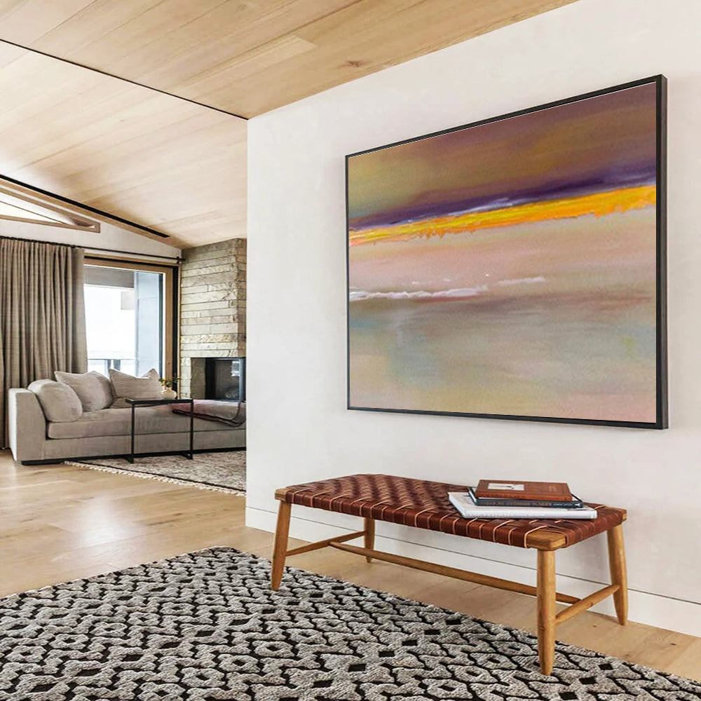 Minimalist Color Block Horizon - Simplistic Landscape Painting On Canvas DKS373