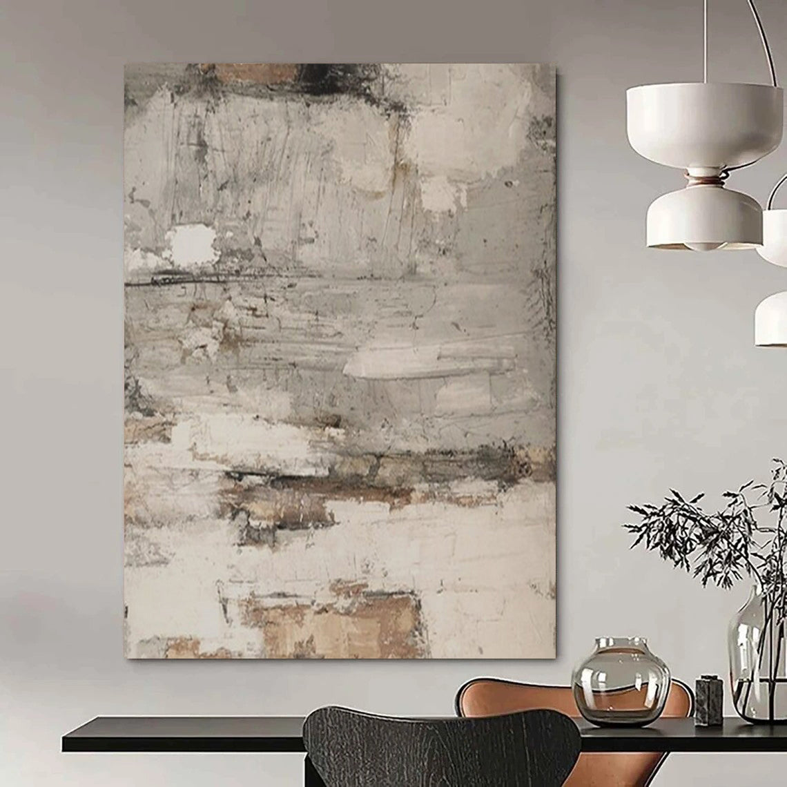 Gray and Brown Textured, "Timeless Patina" – Textured Abstract Painting On Canvas PS0973