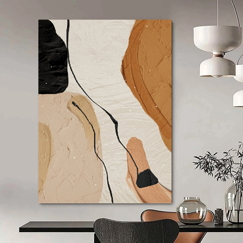 “Neutral and Black Abstract Shapes” - Abstract, Minimalist - Inspired Painting On Canvas PT1513