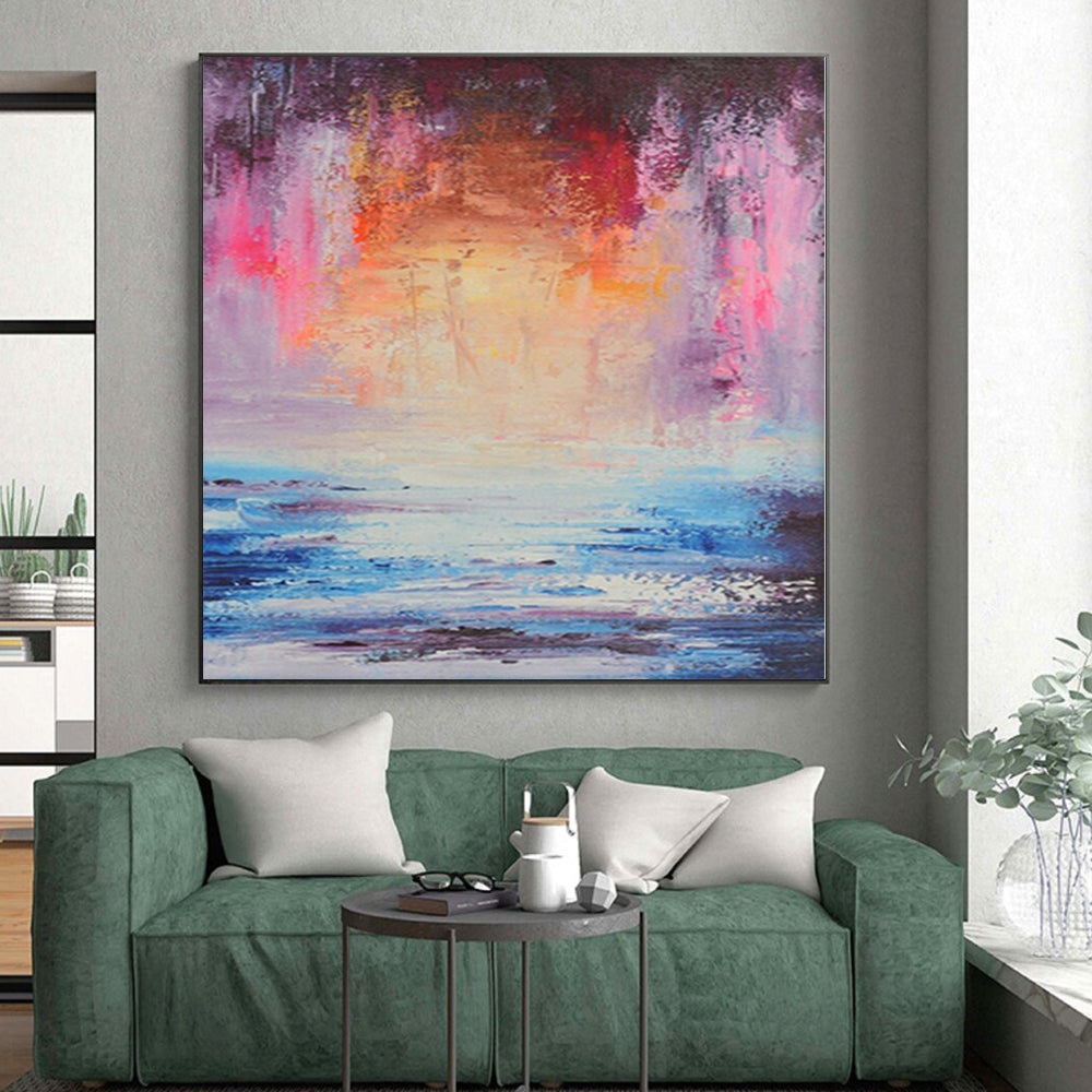 “Colorful Abstract Seaside Sunset” - Abstract Impressionist Painting On Canvas PS0028