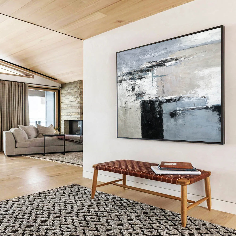 “Neutral Tones Abstract Geometry” - Subtle Abstract Painting On Canvas PT152