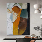 “Color - Blocked Abstract with Orange, Green, and Brown” - Abstract Painting On Canvas PT1993