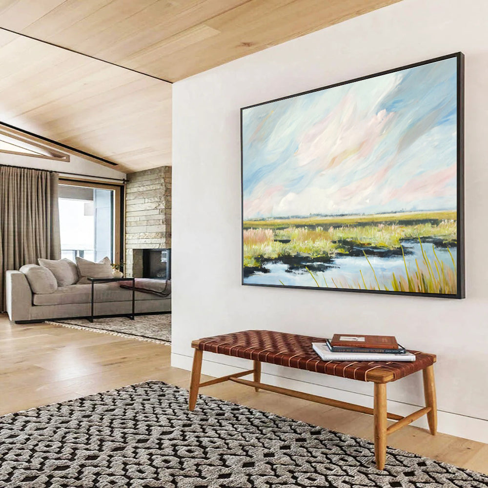 Marshland Skies - Marsh Landscape Oil Painting, Fit for Office & Conservatory DKS664