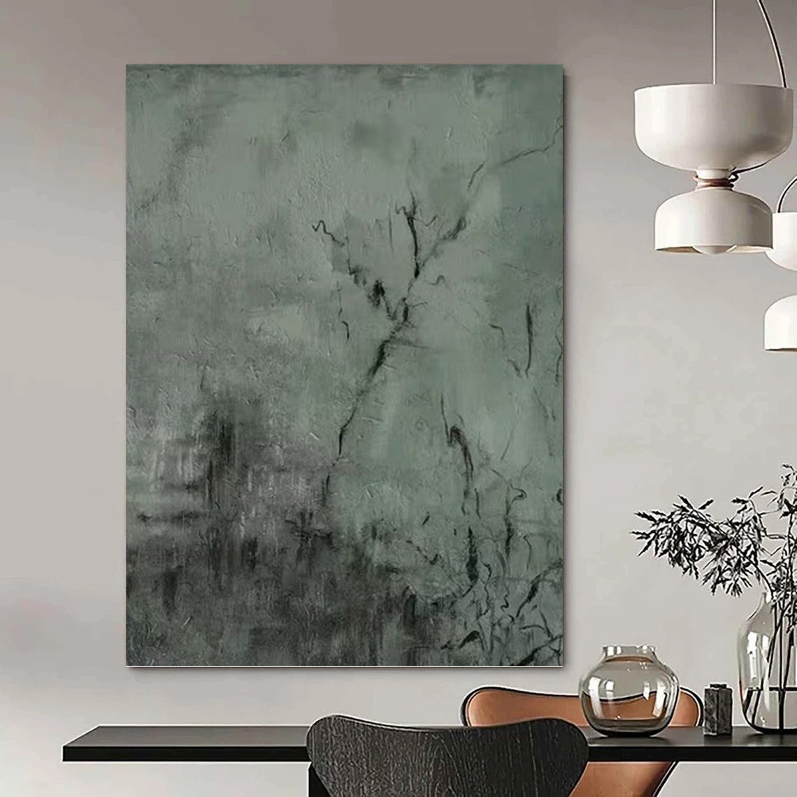 “Grey - Black Textured Abstract” - Textured Abstract Painting On Canvas PT1205