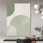 “Green and White Geometric Textures” - Modern, Abstract Painting On Canvas PT1488