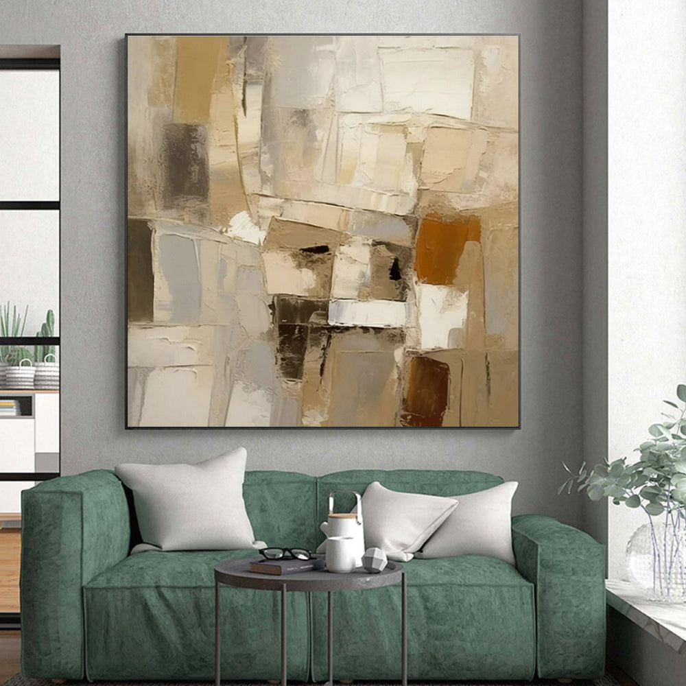 “Neutral Abstract Blocks” - Neutral Multicolor Abstract Painting PS0610