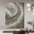 “Textured Silver and Gray Swirls” - Abstract, Tactile - Styled Painting On Canvas PT1542