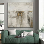 “Grey - Gold Abstract Textured Walls” - Tactile Abstract Painting On Canvas PS0356