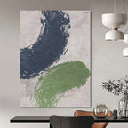 “Bold Color Strokes” - Navy and Green Abstract Painting On Canvas PT1072