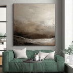 “Gray Textured Landscape” - Gray Abstract Textured Landscape Painting On Canvas PS0550