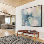 “Subtle Blue - Gray Abstract” - Blue, Gray & White Abstract, Minimalist Oil Painting On Canvas DKS757
