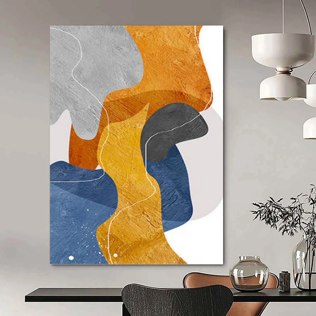 “Colorful Geometric Shapes” - Abstract, Modern - Styled Painting On Canvas PT1550