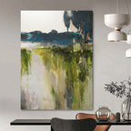 “Green Landscape Abstract” - Impressionistic Nature Painting on Canvas PT1015