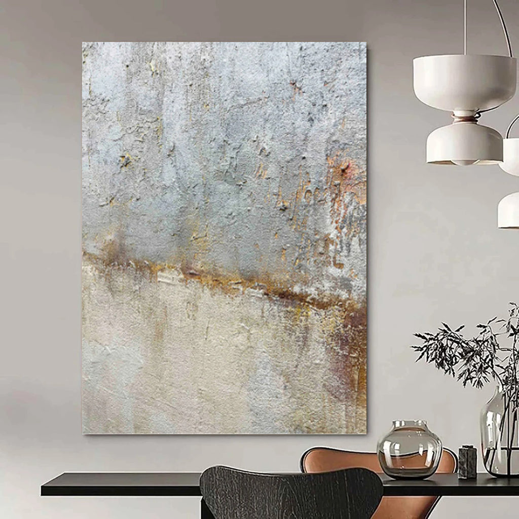 “Textured Gray and Rust Abstract” - Abstract, Industrial - Toned Painting On Canvas PT1508