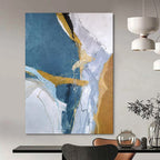 “Blue - Gold Abstract” - Abstract Expressionist Painting On Canvas PT2332