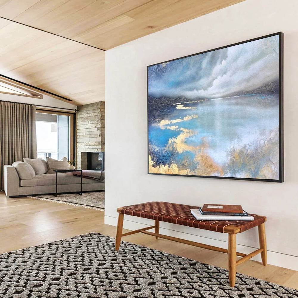 “Moody Lake Reflection” - Textured Landscape Painting On Canvas PT192