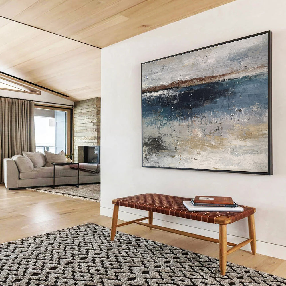 “Blue - Grey Coastal Serenity” Abstract Painting On Canvas DKS288