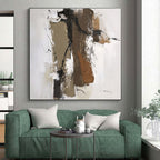 Brown, Black, White Textured Shapes “Earth’s Rhythm” - Painting On Canvas PS0794