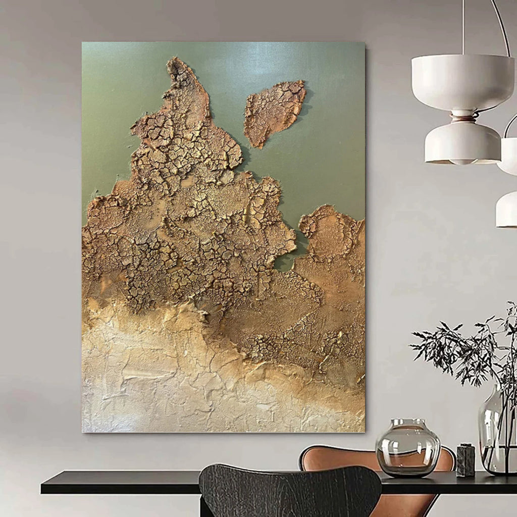 “Crackled Earth - Toned Abstract” - Abstract, Textured Painting On Canvas PT1509