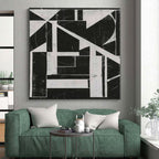 “Geometric Abstract in Black and White” - Constructivist Abstract Painting On Canvas PS0263