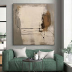 “Gray - Beige - Black Linear Abstraction” - Gray, Beige, Black Abstract Painting On Canvas PS0539