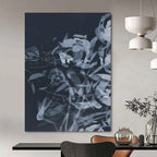 “Indigo Floral Abstraction” - Layered Plant Forms Painting On Canvas DS240