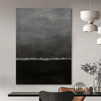 “Grey - Black Abstract Horizon” - Minimalist Abstract Painting On Canvas PT1202
