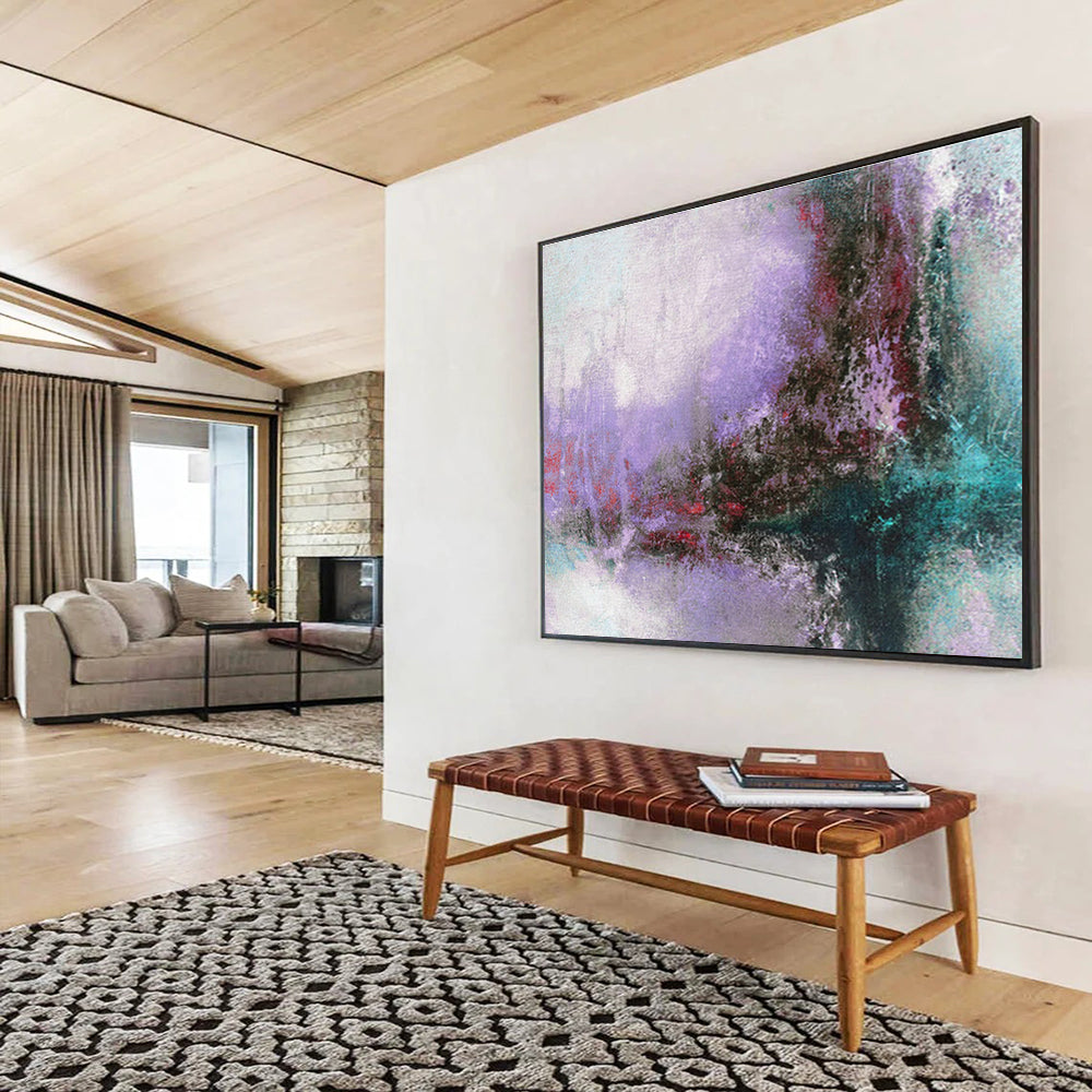 Pastel Purple - Teal Abstract - Dreamy Impressionistic Painting On Canvas DKS380